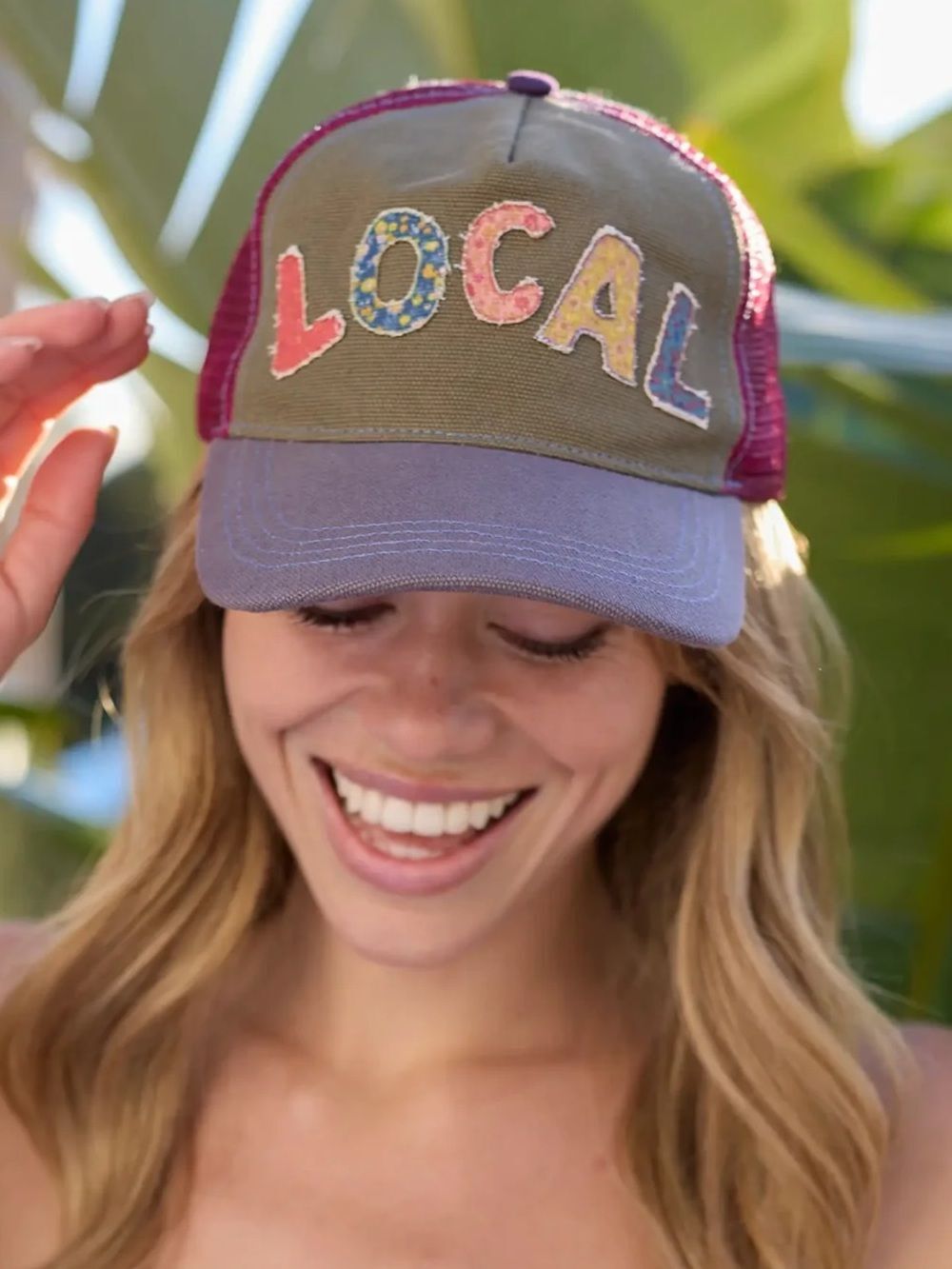 Natural Life Mixed-Media Patchwork "LOCAL" Trucker Hat - Boho Summer Style NWT